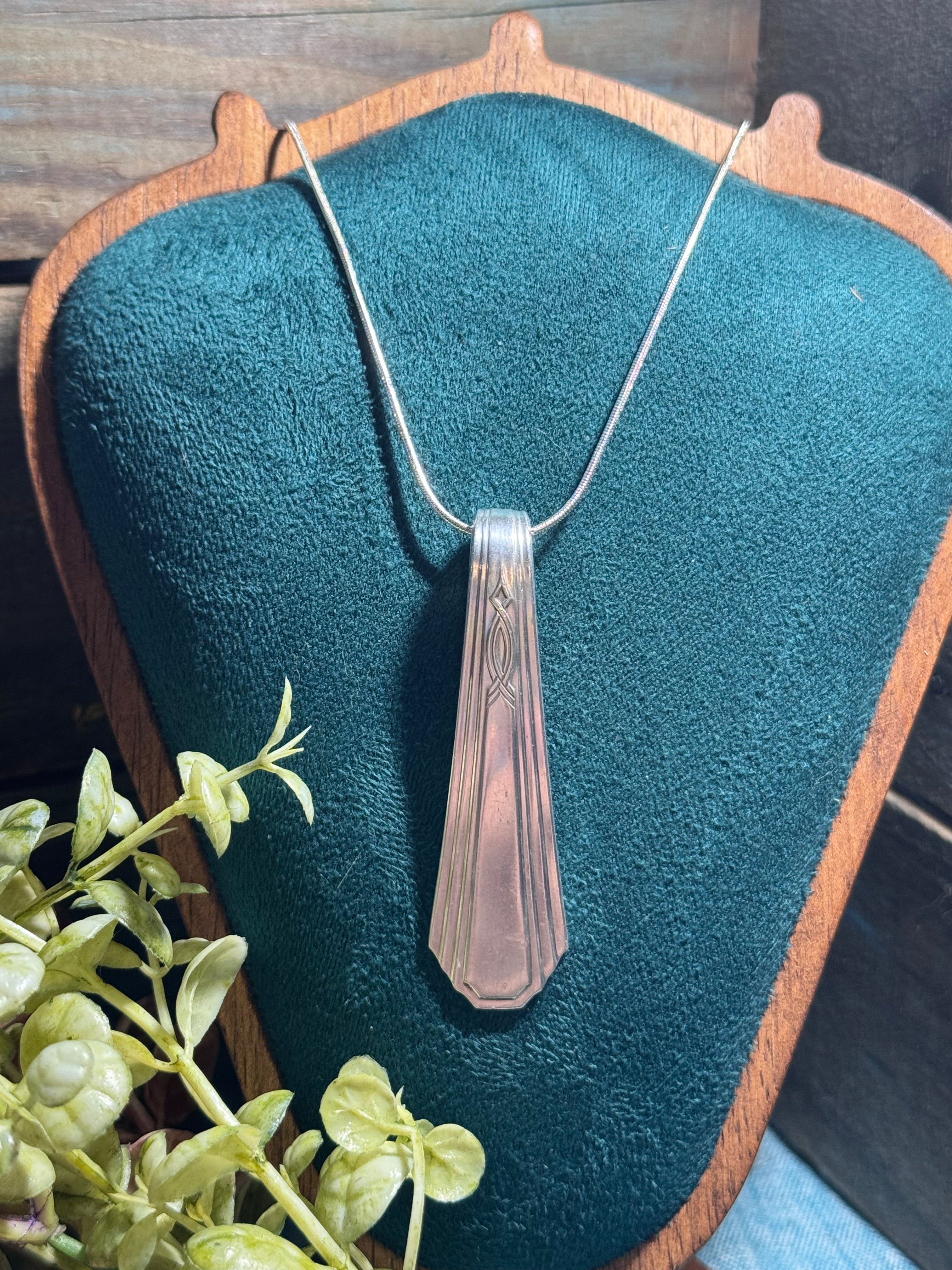 Vintage Silverware Necklace – Handmade from Antique Silver Plated Flatware – 20" Sterling Silver Chain